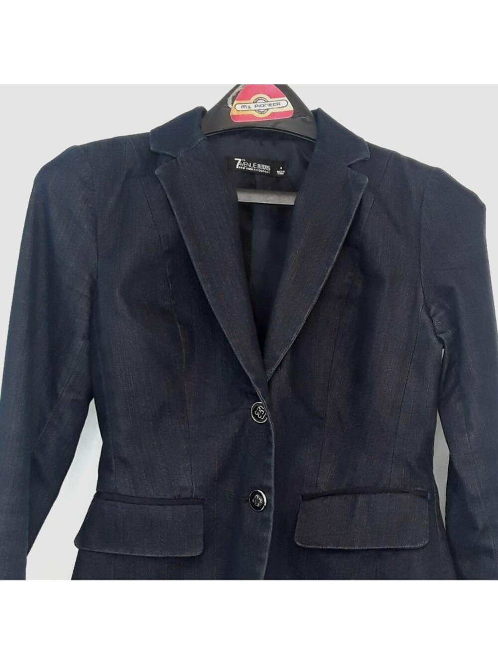 7th Avenue Suiting NYCO Jacket Womens Size 0 Blue Crop